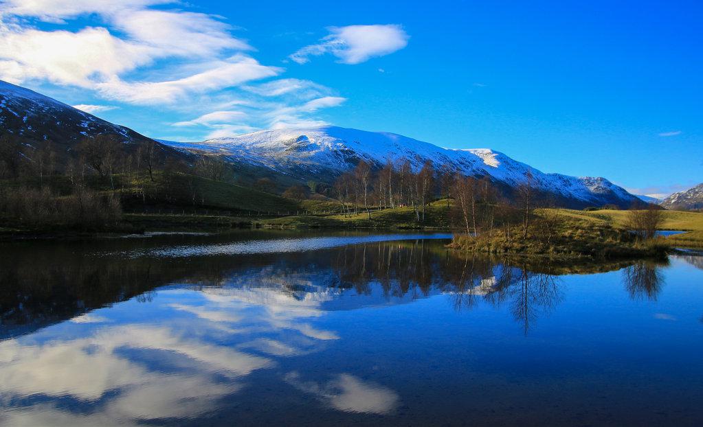 mountain scene with loch in the scottish highlands